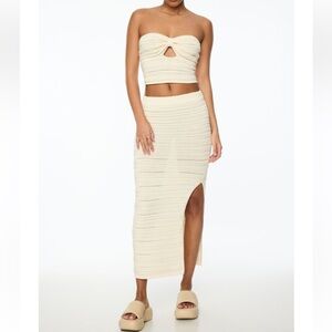 Dynamite Cream Textured Knit Midi Skirt
